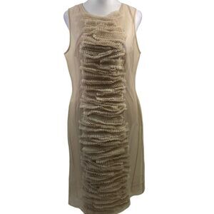 Max Azria Beige Ruffled Semi Sheer Dress Size S